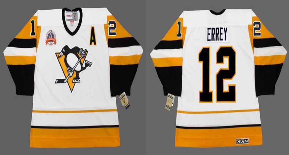 2019 Men Pittsburgh Penguins 12 Errey White yellow CCM NHL jerseys